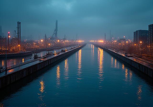 Oversvømmet havneområde